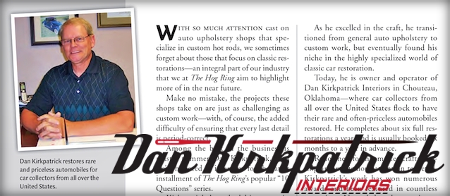 Auto Upholstery - The Hog Ring - Dan Kirkpatrick Interiors