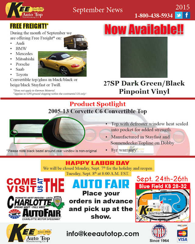 Auto Upholstery - The Hog Ring - Kee Auto Top Newsletter - September 2015
