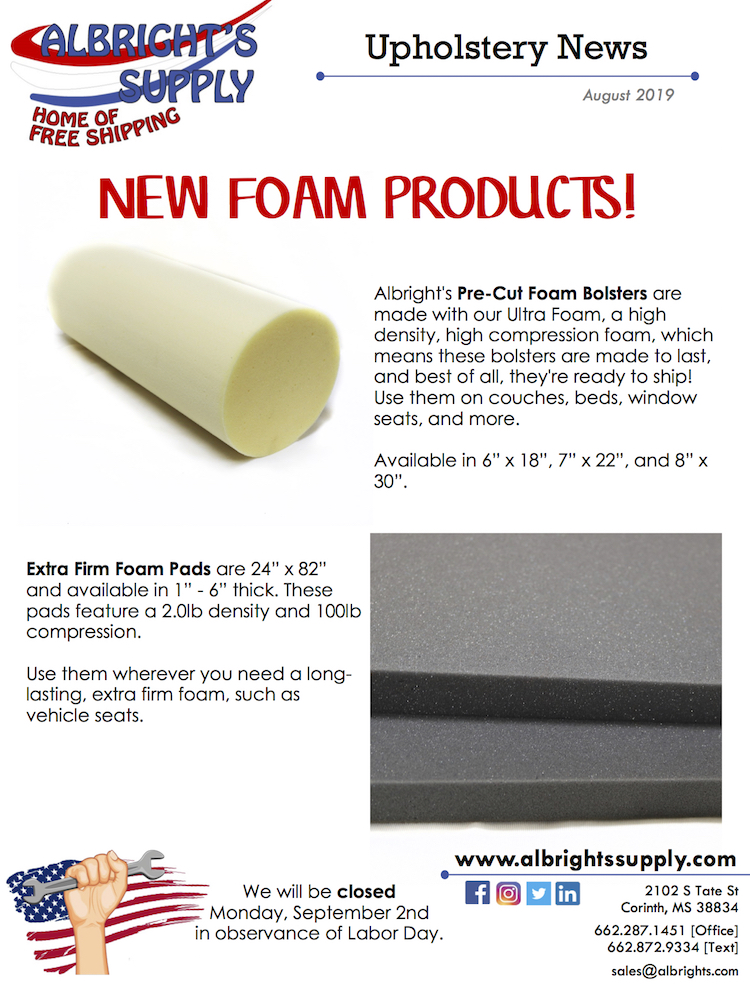 The Hog Ring - Albright's Supply Has New Foam Products