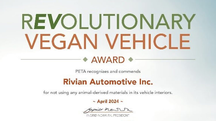 The Hog Ring - PETA Gives Rivian an Award for its Animal-Free Interiors